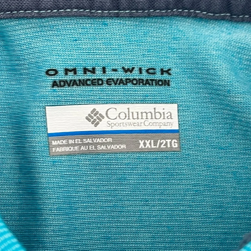 Columbia Mens XXL Polo Shirt Blue Omni-Wick Advanced Evaporation Short Sleeve‎